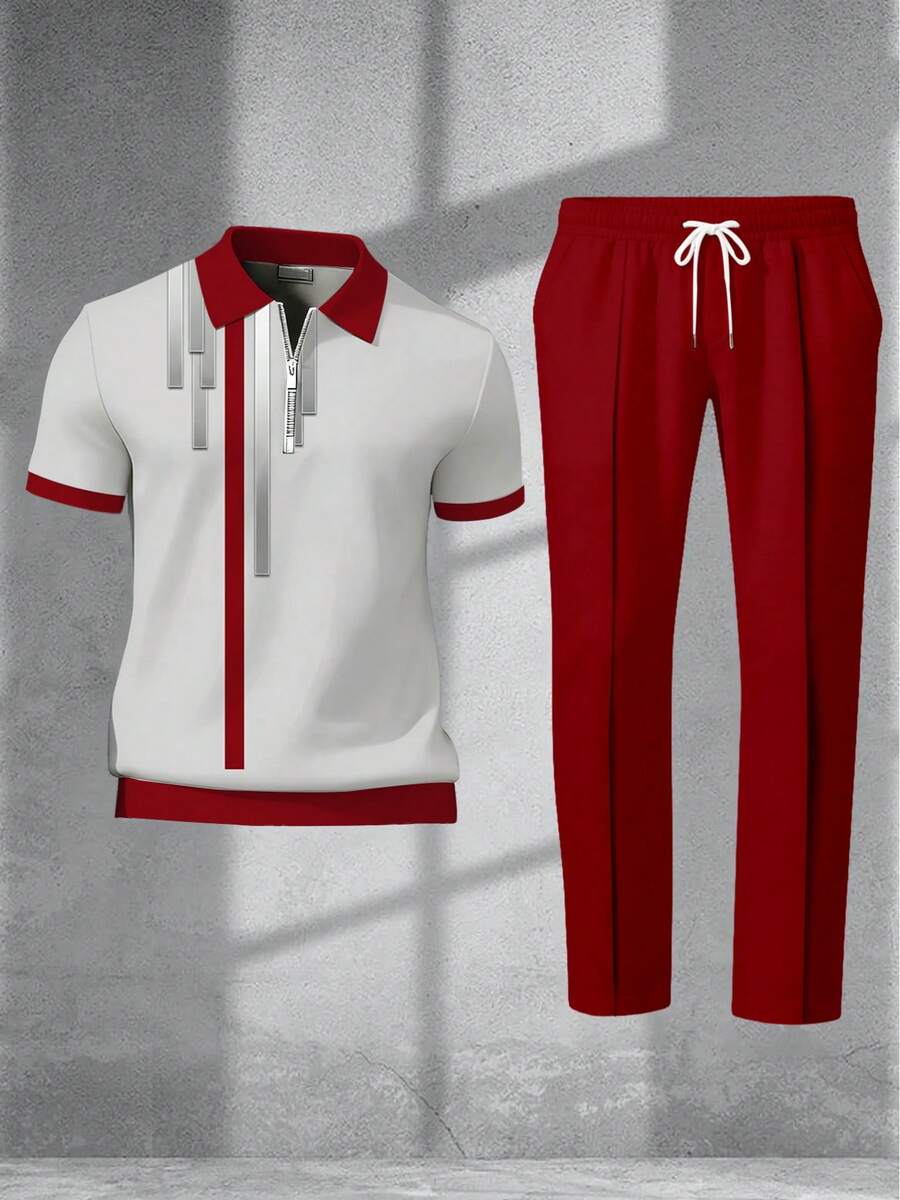 Streetwear Zipper - Mens Casual Shirt And Pants Set