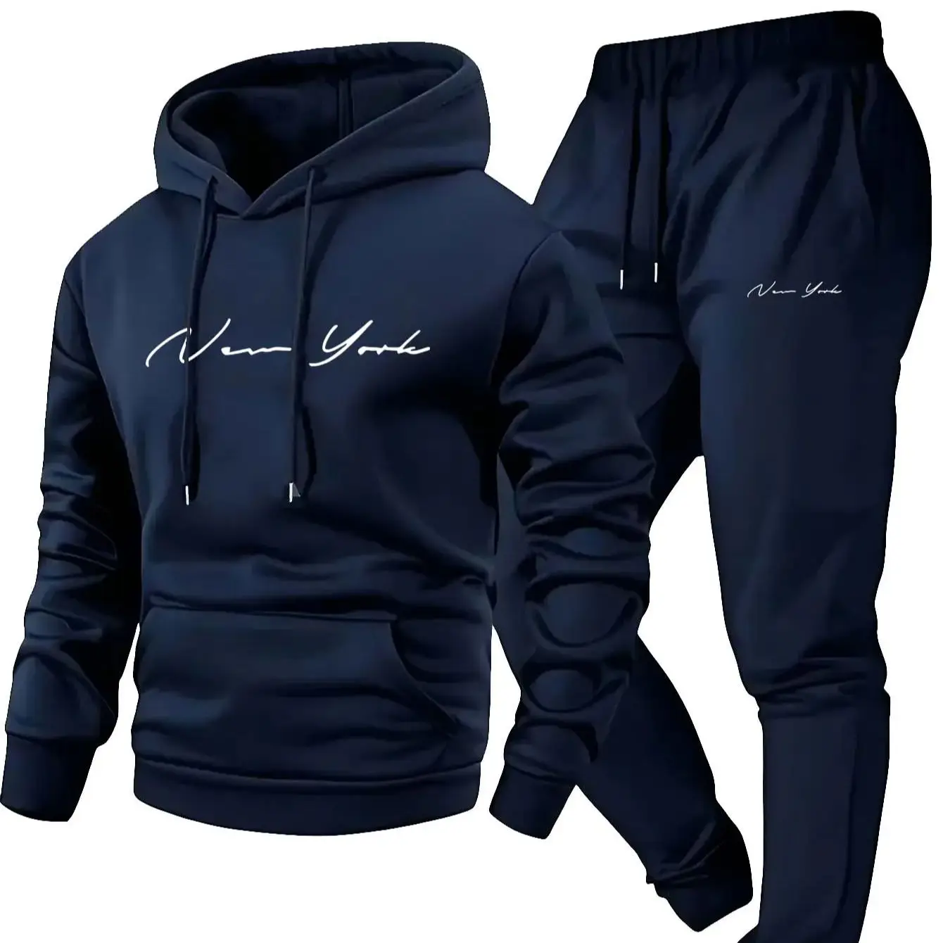 Streetwear Zipper - Men's Soft Hooded Sweatshirt Sweatpants Set