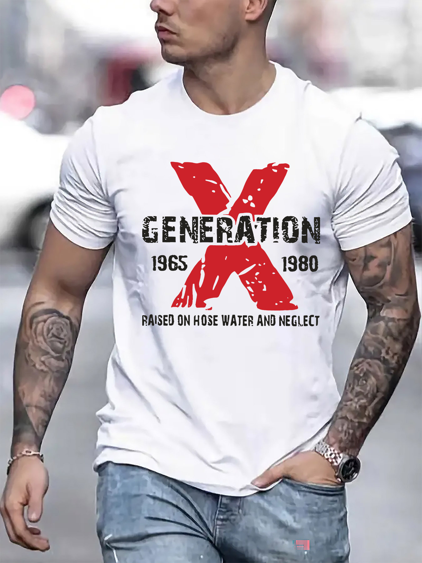 Streetwear Brand Generator - Generation X-brand printed men's casual short-sleeved