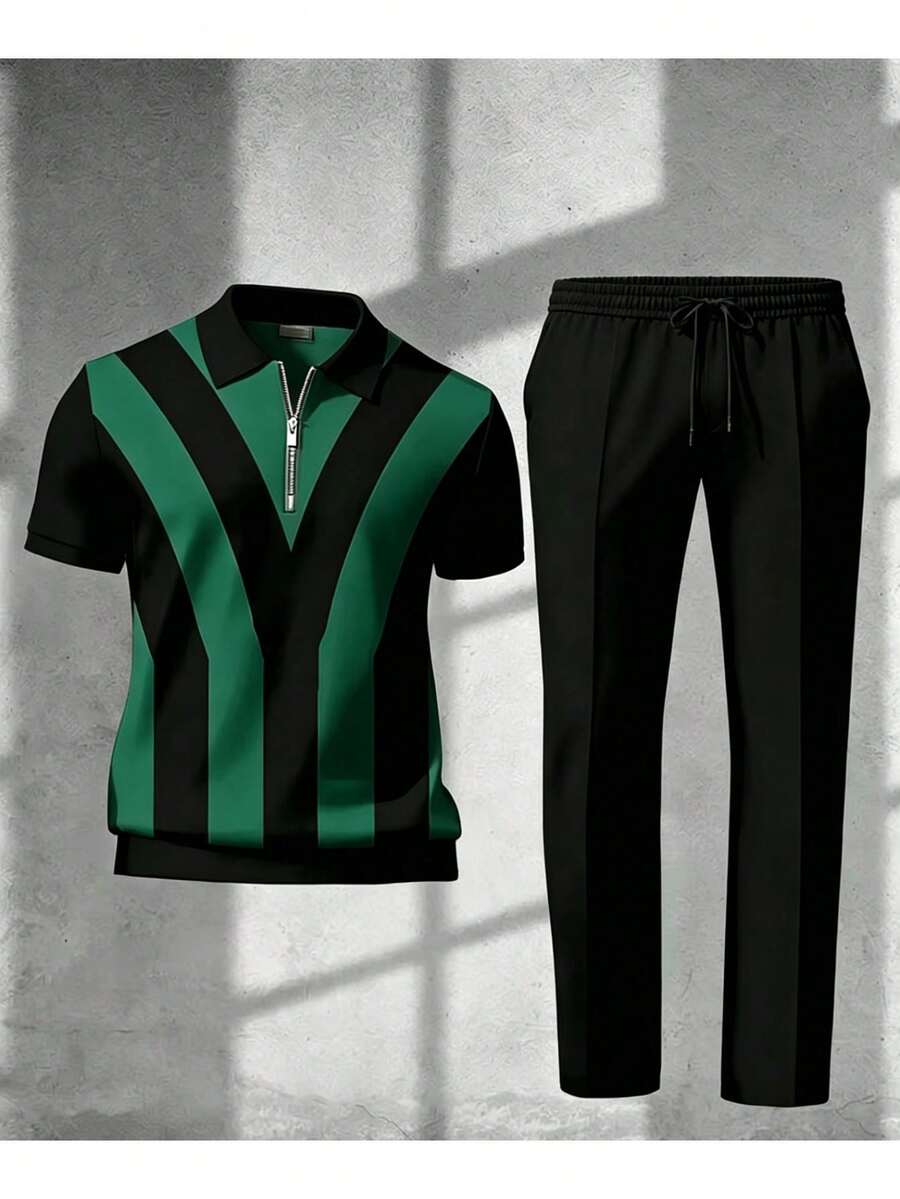 Mens Striped Shirt And Pants C - огляд і ціна Streetwear Zipper
