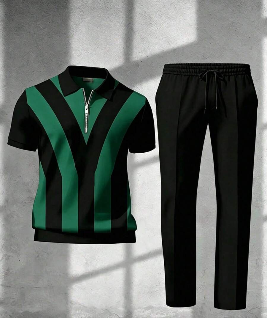 Mens Striped Shirt And Pants C - огляд і ціна Streetwear Zipper