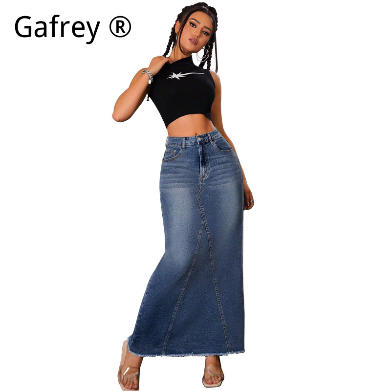 Women Denim Midi Skirt High Wa - огляд і ціна Streetwear Zipper