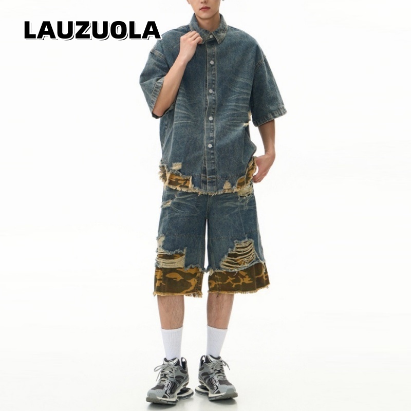 Men's Distressed Ripped Denim  - огляд і ціна Streetwear Zipper