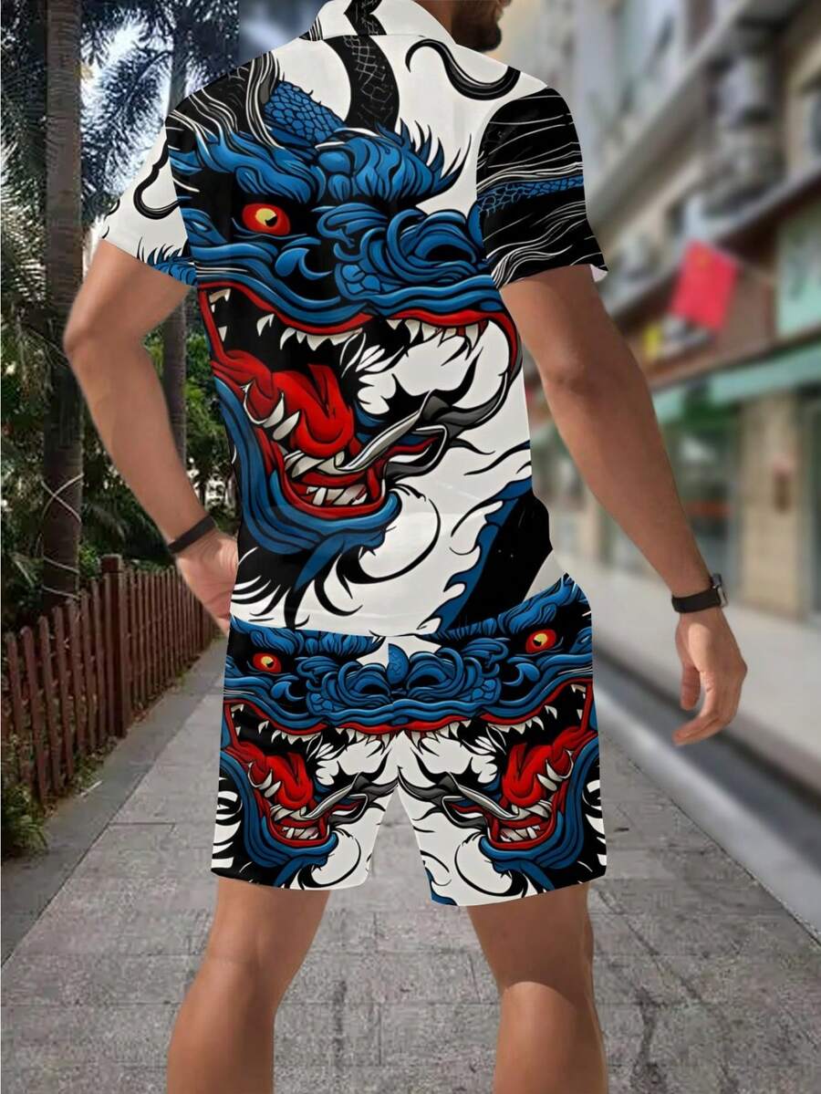 Men's 3D Dragon Print Zipper P - огляд і ціна Streetwear Zipper