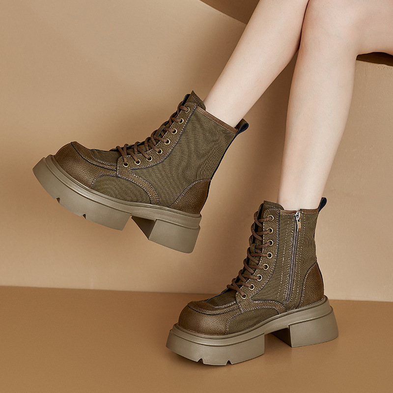 Women Genuine Leather Ankle Bo - огляд і ціна Streetwear Zipper