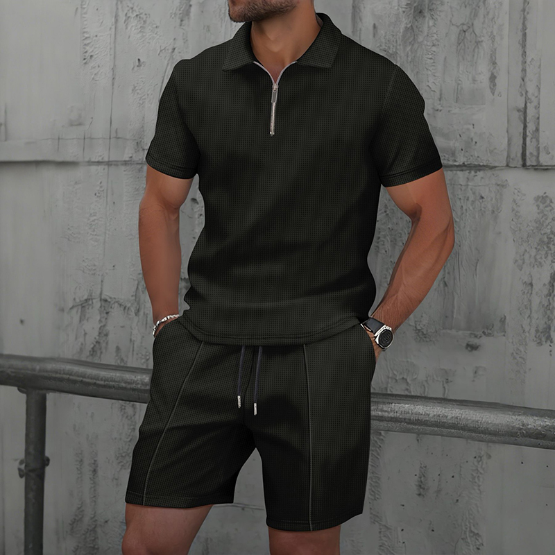 Summer Men Sports Polo Suit Sh - огляд і ціна Streetwear Zipper